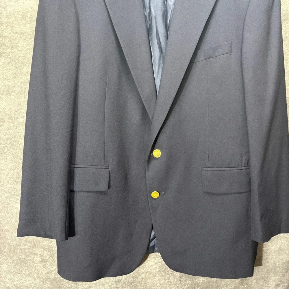 VTG Polo University Club Ralph Lauren Navy Blazer Size 46T Wool Gold Buttons
